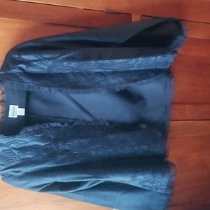 Chico's midnight blue, embroidered, silk jacket in Size 1